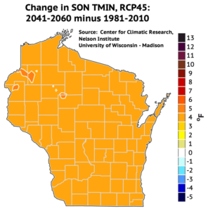 Fall average temperatures could increase by 4 degrees across Wisconsin by mid-century.