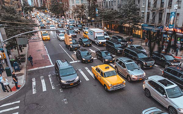Traffic jam on a one-way street in New York City