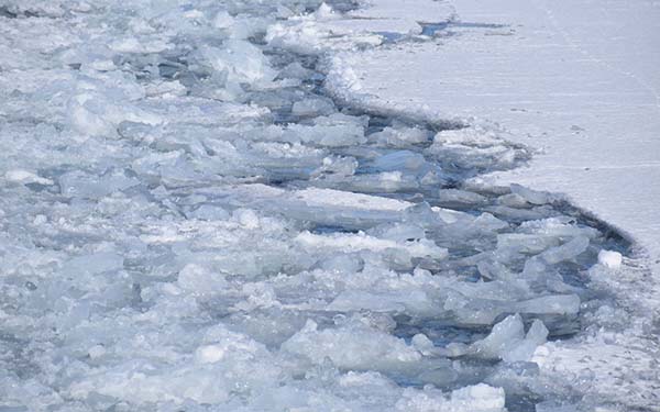 Closeup of broken ice on Lake Superior