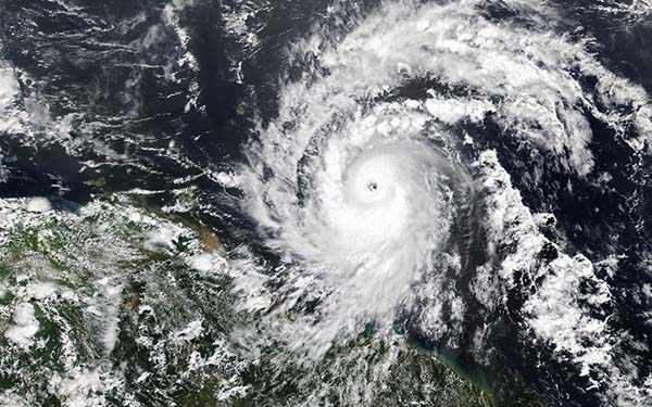 Satellite view of Hurricane Beryl over the Caribbean Sea